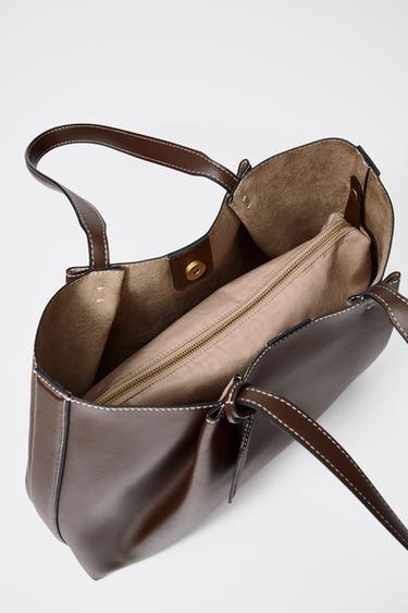 LARGE TOTE BAG - Chocolate by Zara - Image 2