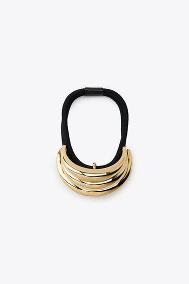 METALLISK, TREDOBBELT HÅRELASTIK - guld fra Zara