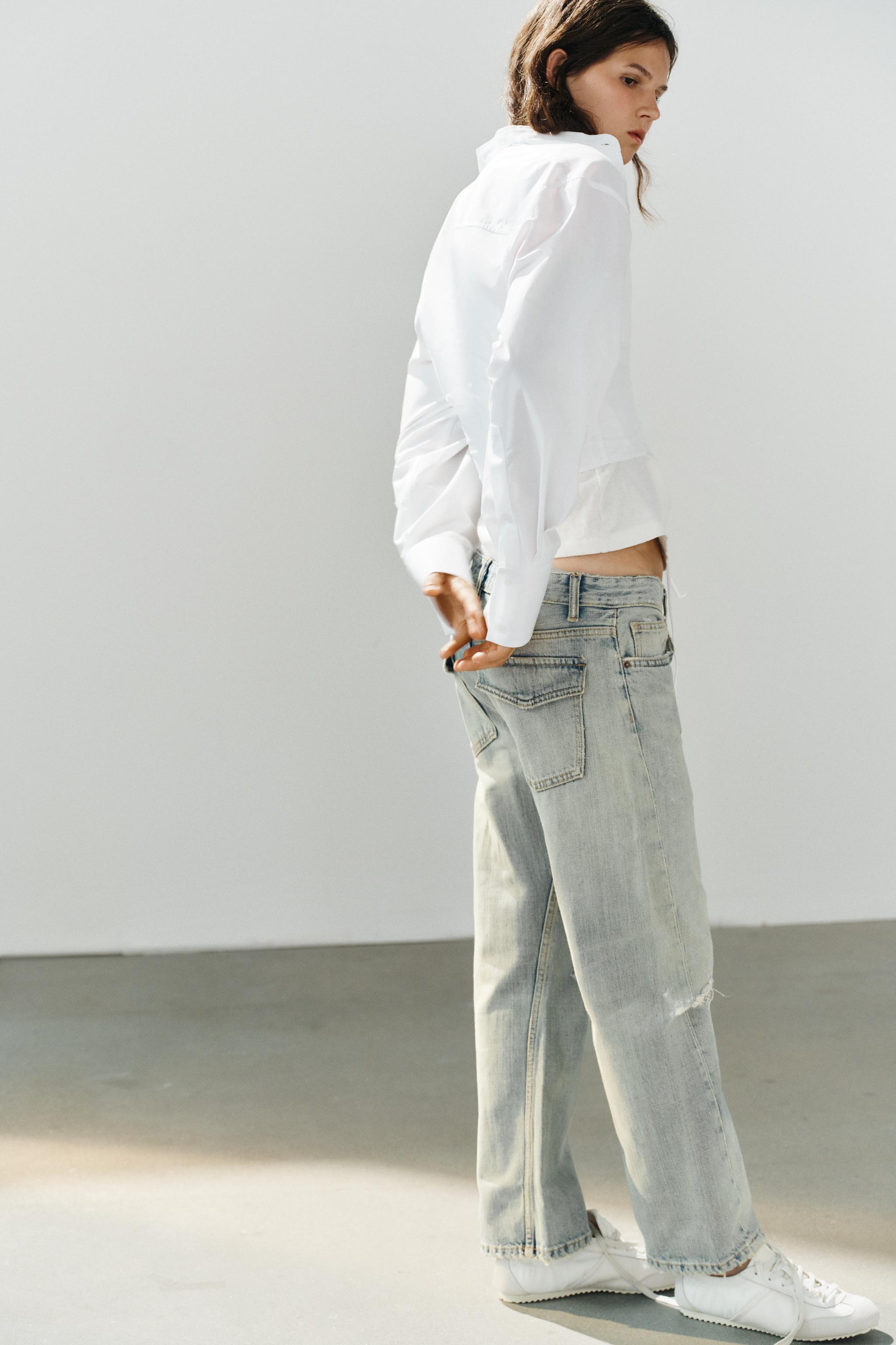 Zara TRF CROP YIRTIK DETAYLI JEAN görsel 3