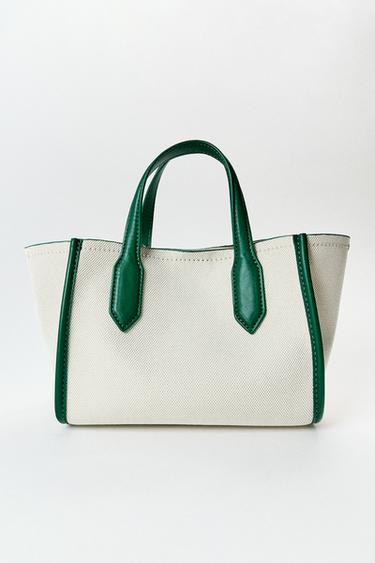 BOLSO MINI SHOPPER CANVAS - Verde de Zara