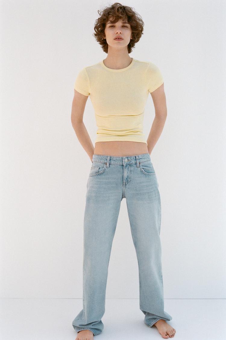 SHORT SLEEVE VISCOSE T-SHIRT Yellow ZARA United Kingdom