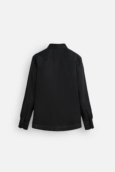 100% LINEN SHIRT - Black by Zara