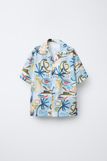 CHEMISE À IMPRIMÉ FORMES - Bleu moyen de Zara - Image 0