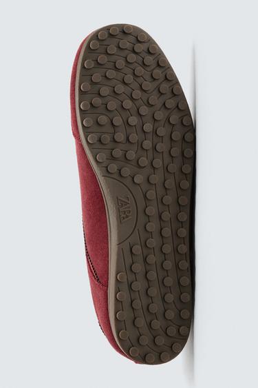 LEATHER TRAINERS - Burgundy Red by Zara - Image 7