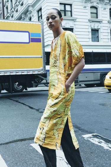 ZW COLLECTION PRINTED DRESS - Yellow by Zara - Image 6