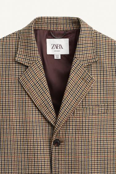 BLAZER DE COSTUME À CARREAUX EN LAINE ÉDITION LIMITÉE - Marron de Zara - Image 8