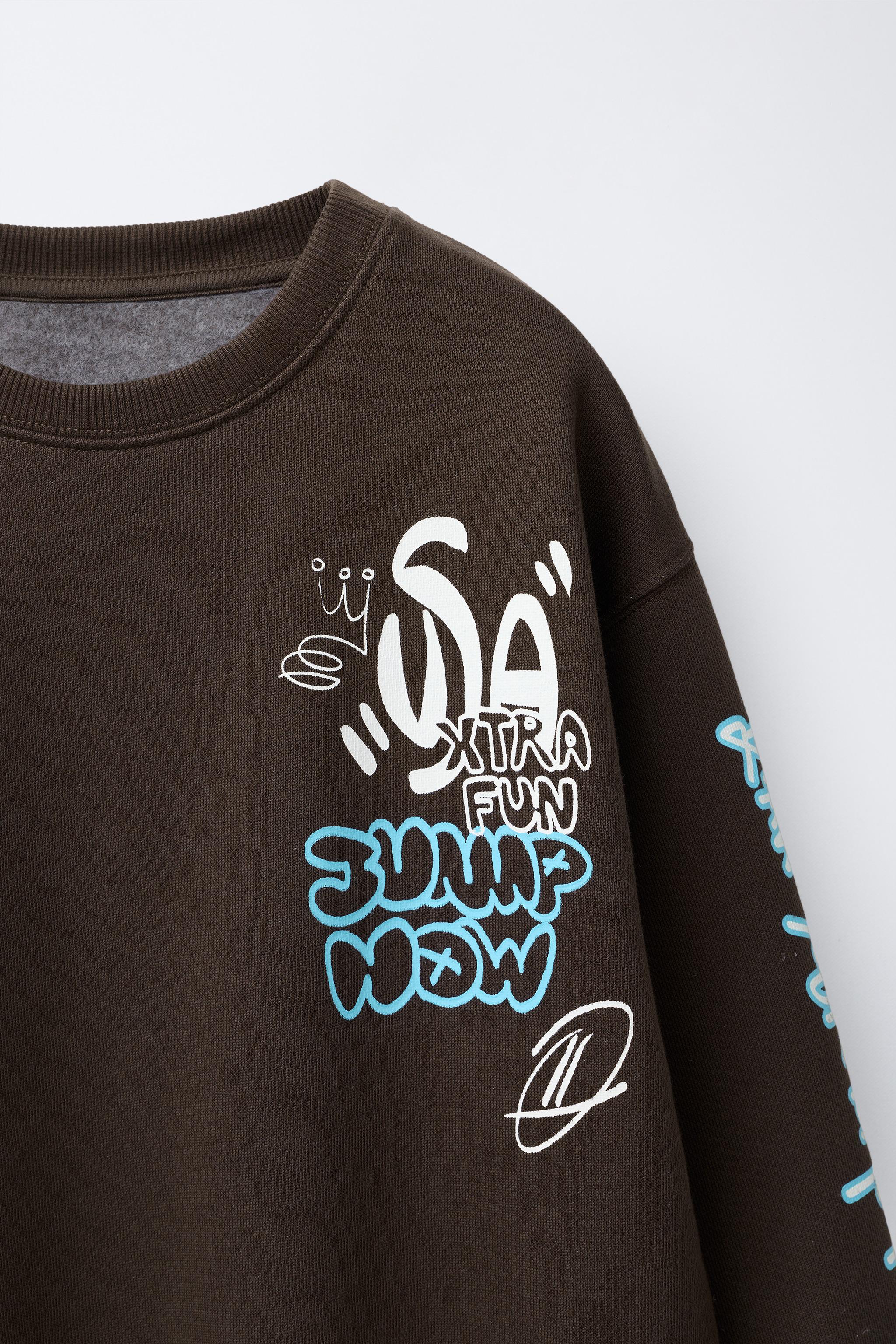 GRAFFITI LABEL SWEATSHIRT - Brown | ZARA United States