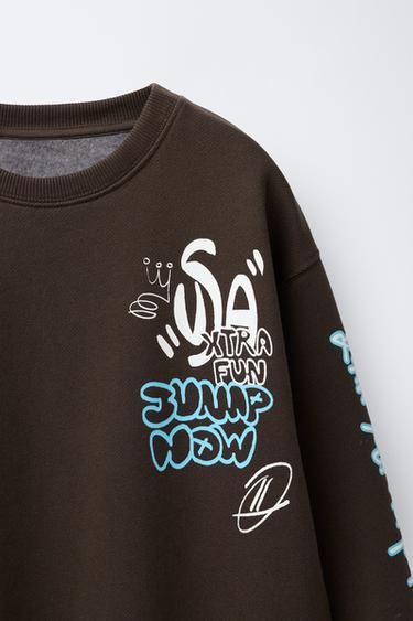 GRAFFITI LABEL SWEATSHIRT - Brown by Zara - Image 2