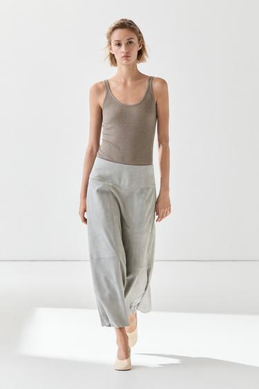 Falda fajín piel ante - Gris azul de Zara - Imagen 0