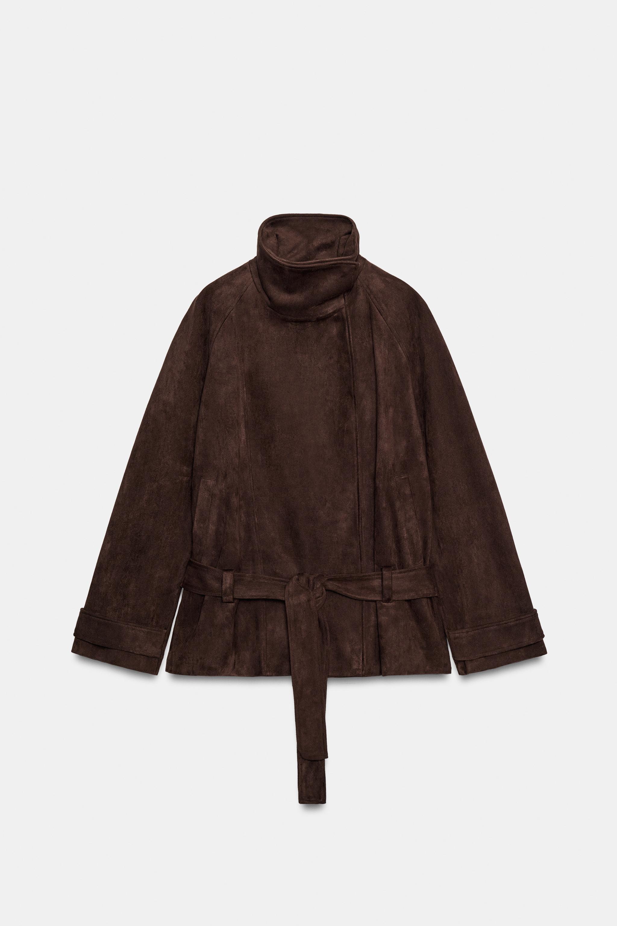 BELTED SUEDE EFFECT JACKET