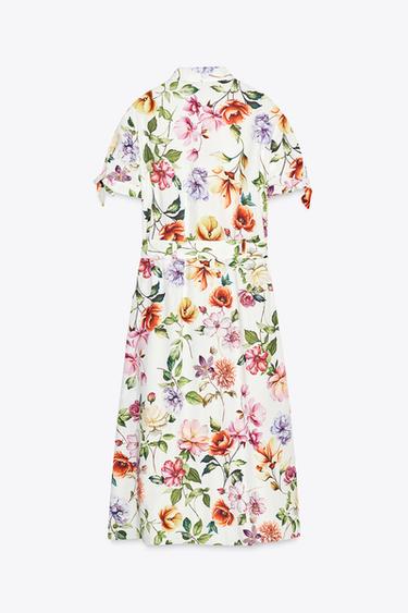 PRINTED POPLIN MIDI DRESS - Multicoloured by Zara - Image 7