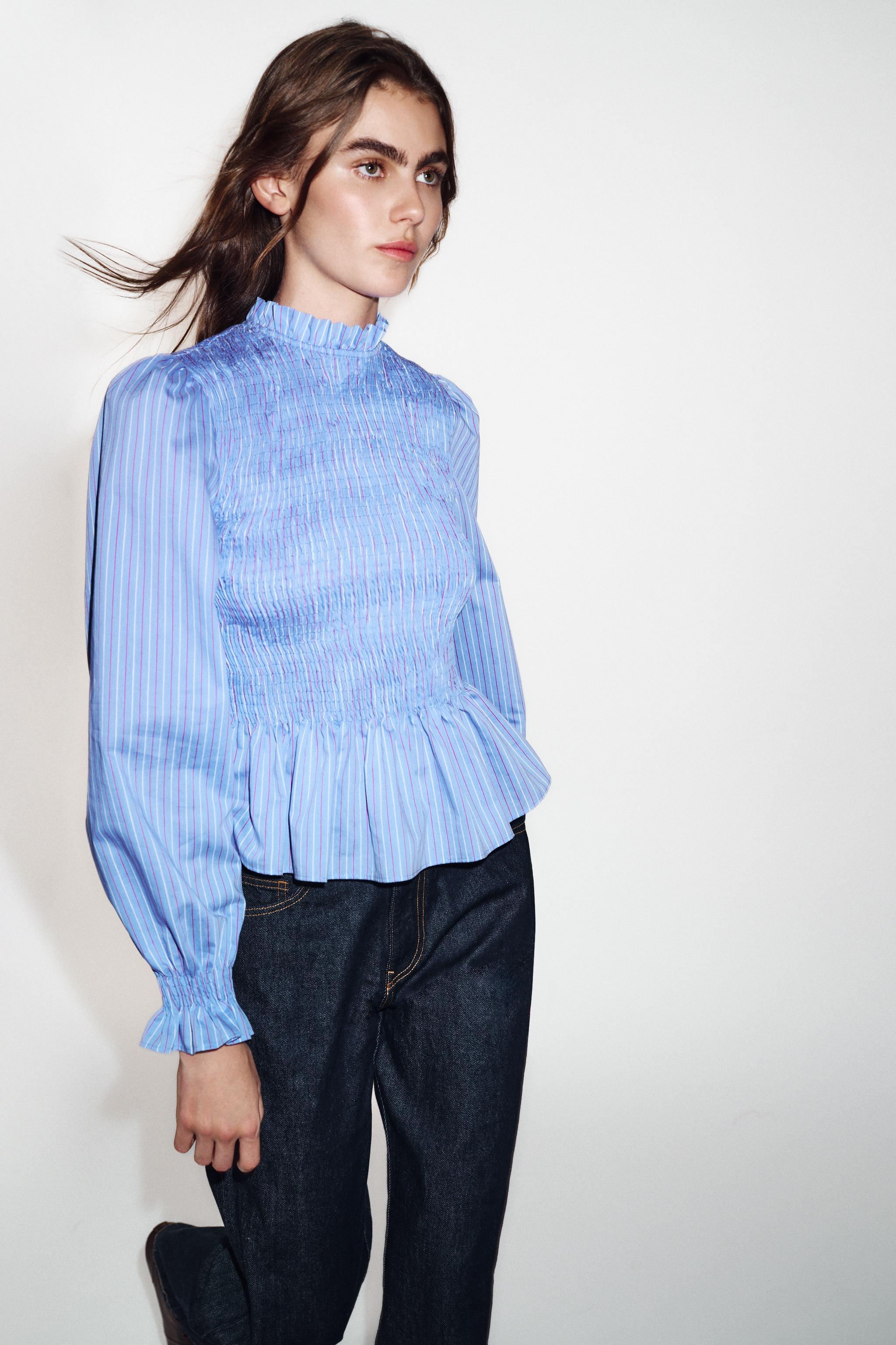 ストライプ柄スモックシャツ - エクリュ/ レッド | ZARA Japan / 日本
