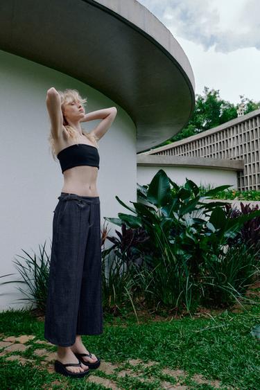 CULOTTES WITH BELT LOOPS - Blue / Indigo by Zara