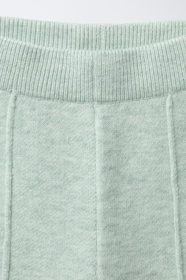 PANTALON EN MAILLE À JAMBES LARGES - Vert clair de Zara - Image 2