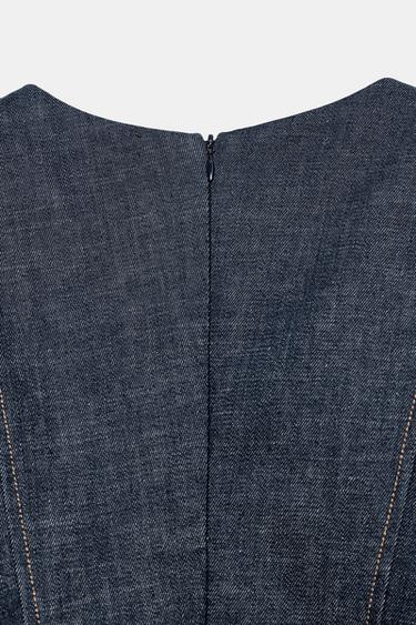 BLOUSE EN DENIM MANCHES BOUFFANTES ZW COLLECTION - Bleu de Zara - Image 7