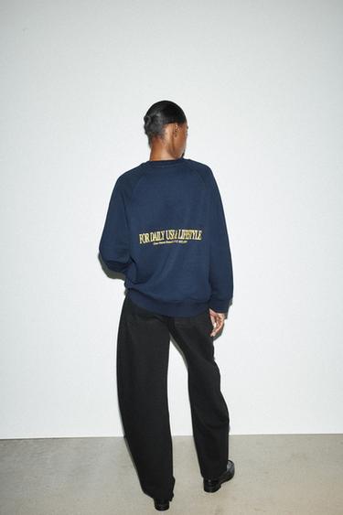 SWEAT À INSCRIPTION - bleu marine de Zara - Image 3
