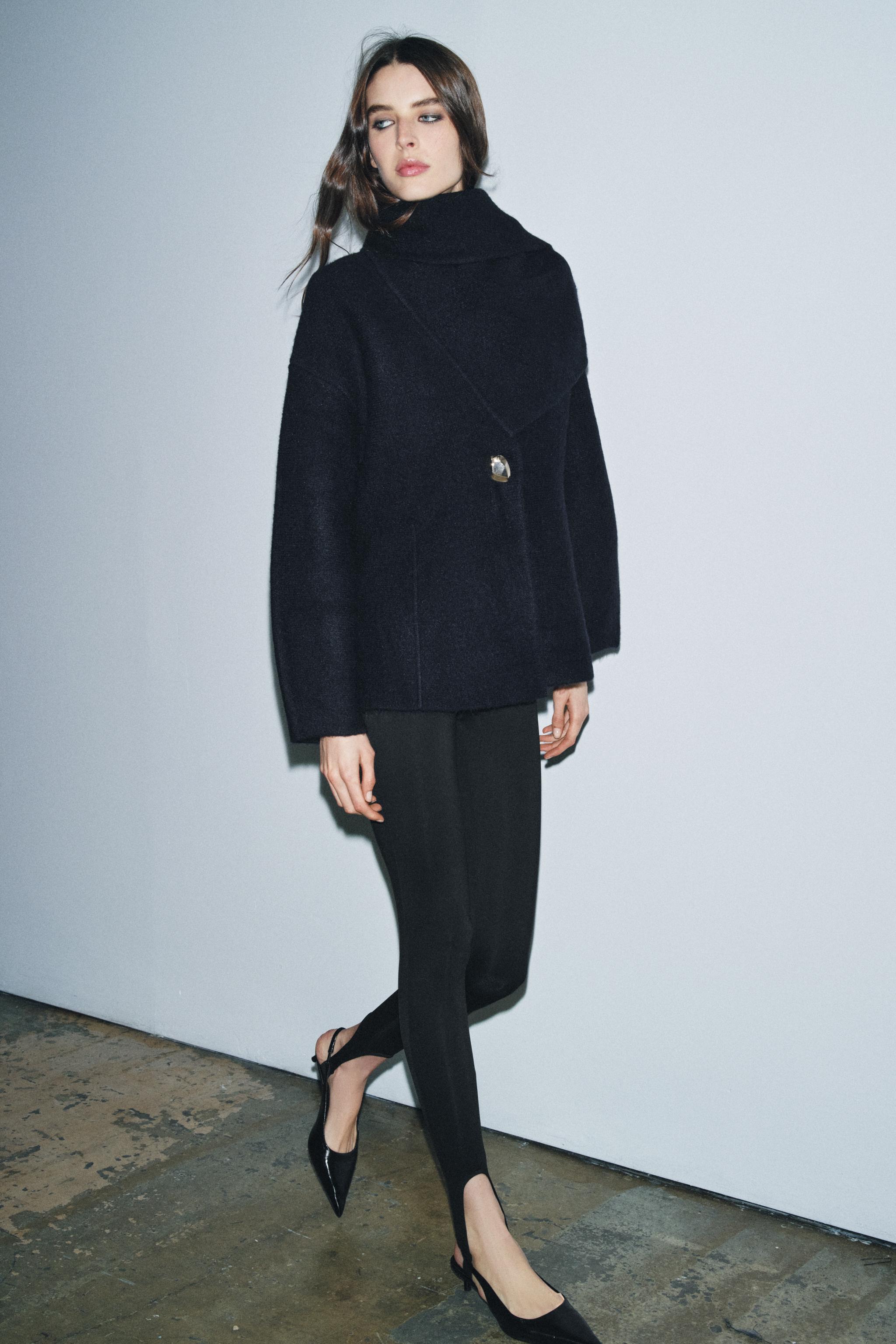 SHORT KNIT SCARF COAT - Navy blue | ZARA United States