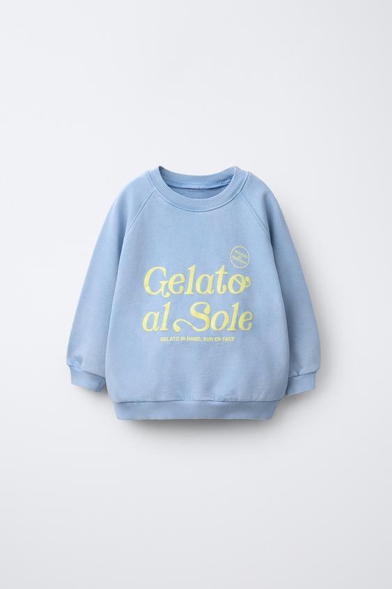 SUDADERA TEXTO RELIEVE - Azul claro de Zara - Imagen 0