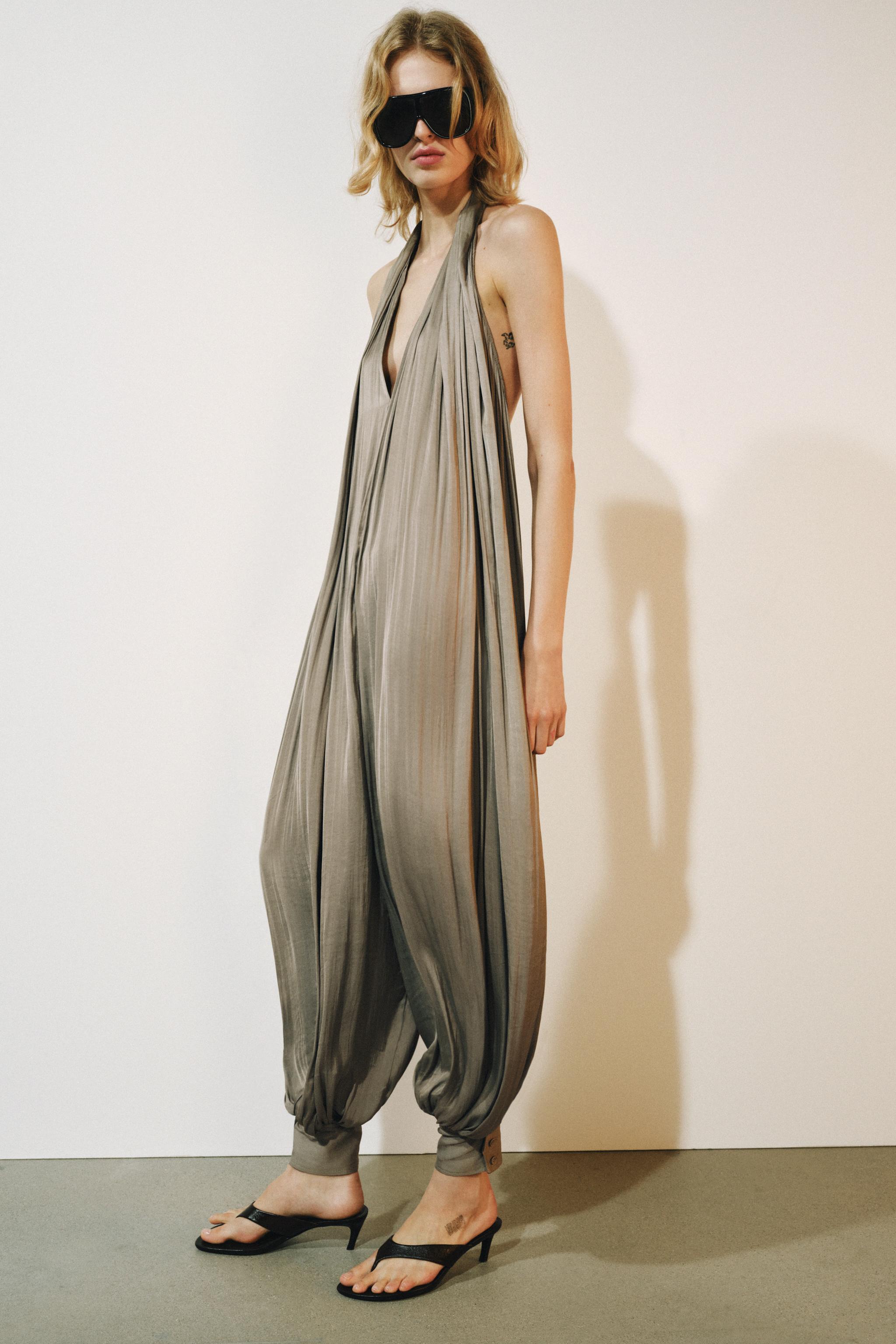 ZW COLLECTION SATIN HALTER JUMPSUIT