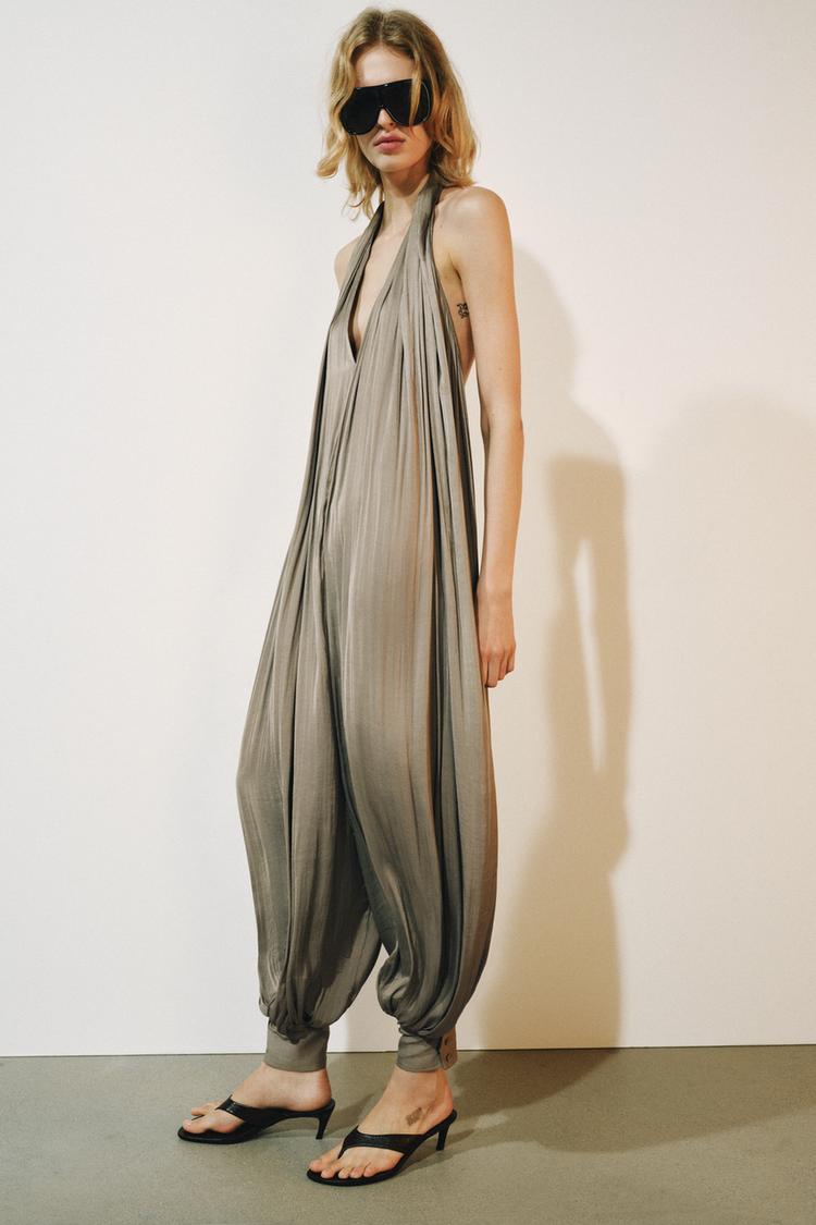 ZW COLLECTION SATIN HALTER JUMPSUIT