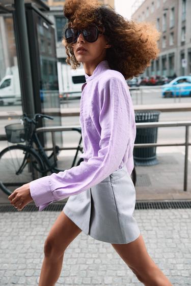 FLOWING SHOULDER-PAD BLOUSE - Mauve by Zara - Image 5