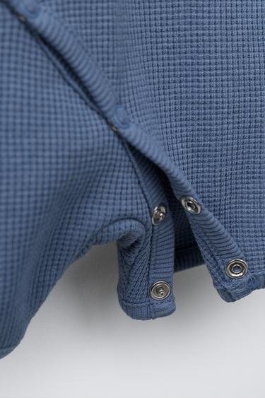 SHORT WAFFLE-KNIT SLEEPSUIT - Blue by Zara - Image 3