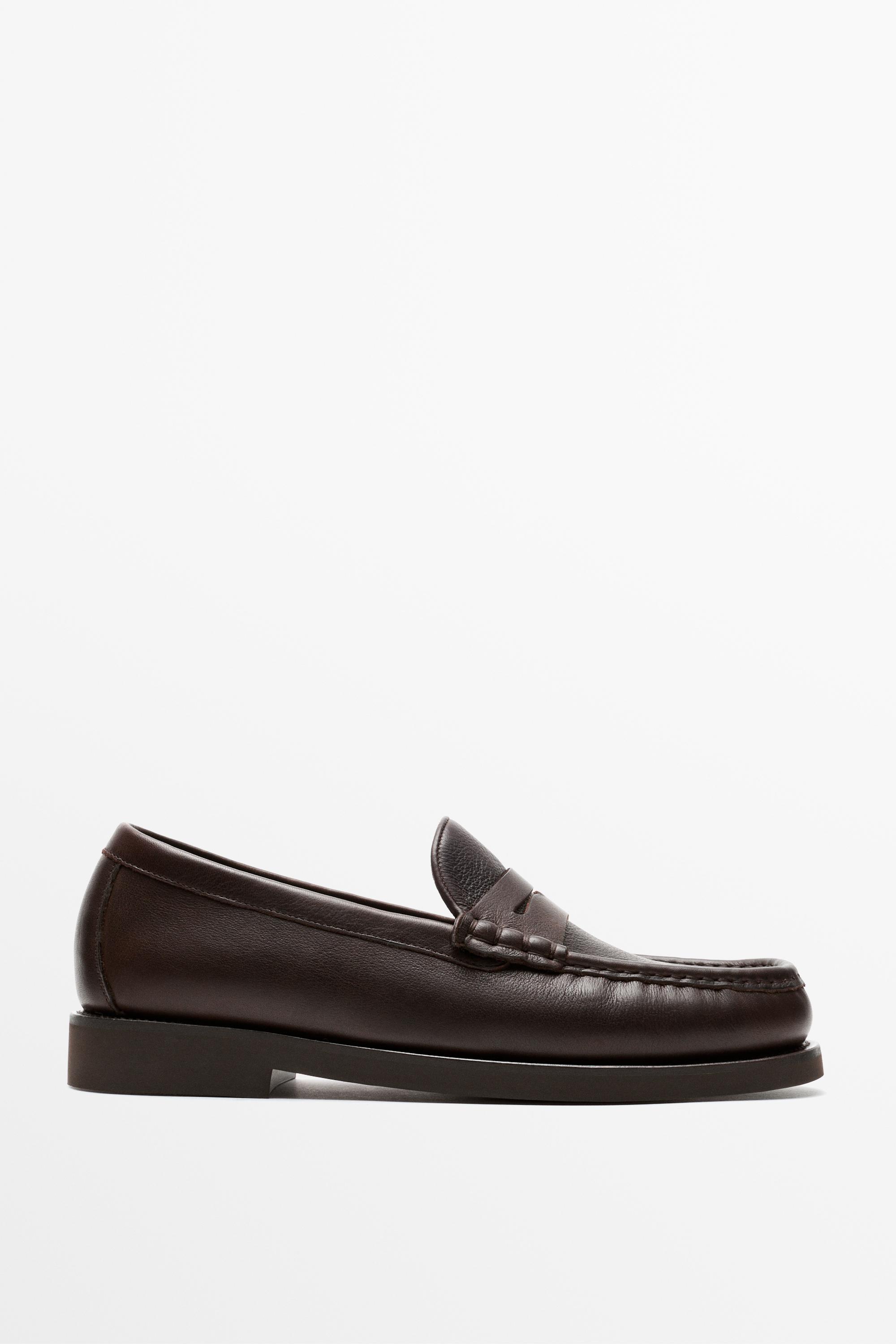 Leather penny loafer - Brown | ZARA United States