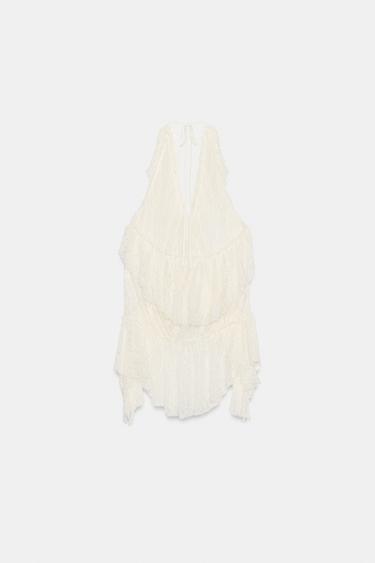TOP EN DENTELLE ET VOLANTS - Écru de Zara - Image 5