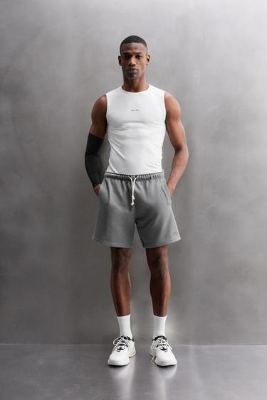 Zara JOGGER SHORTS - Gray marl - Image 0