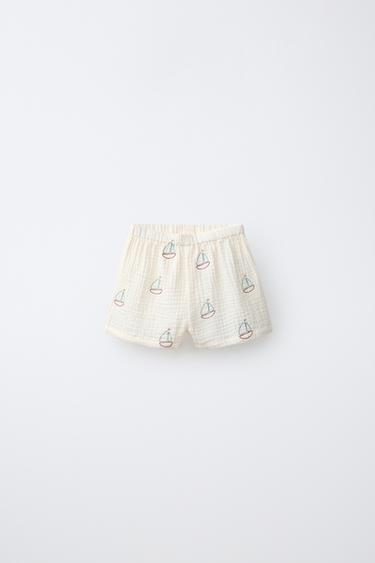 BOAT PRINT TEXTURED BERMUDA SHORTS - Ecru by Zara - Image 0