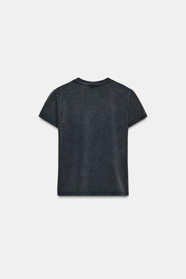 T-SHIRT LAVÉ INSCRIPTION - Gris anthracite de Zara - Image 6