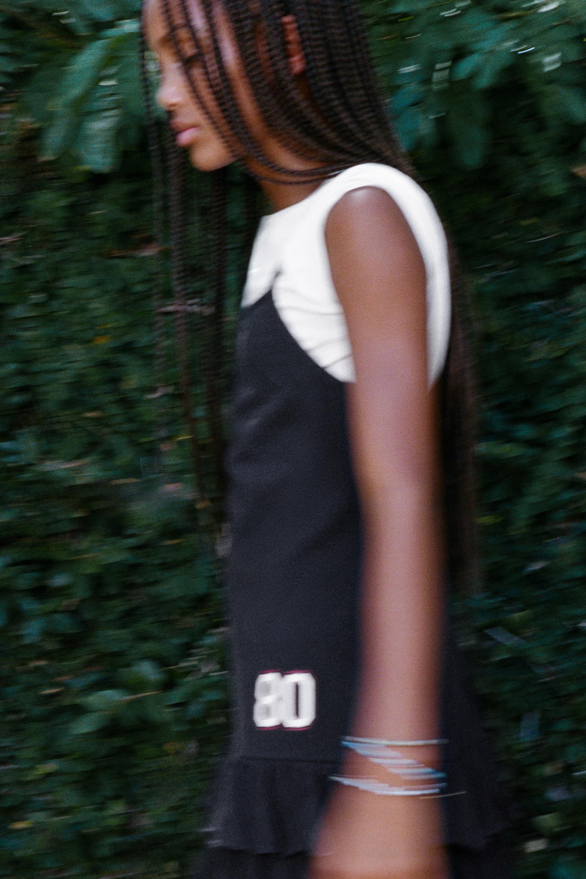 DOUBLE LAYER T-SHIRT DRESS — Navy blue