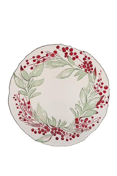 Glass Christmas Garland Charger Plate - Green by Zara