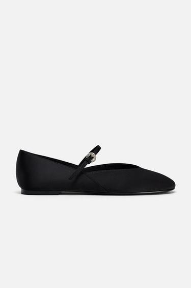 Zara SATIN EFFECT BALLET FLATS 50TH ANNIVERSARY - Black
