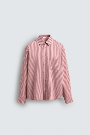 STRIPED FLOWING SHIRT - Pink by Zara