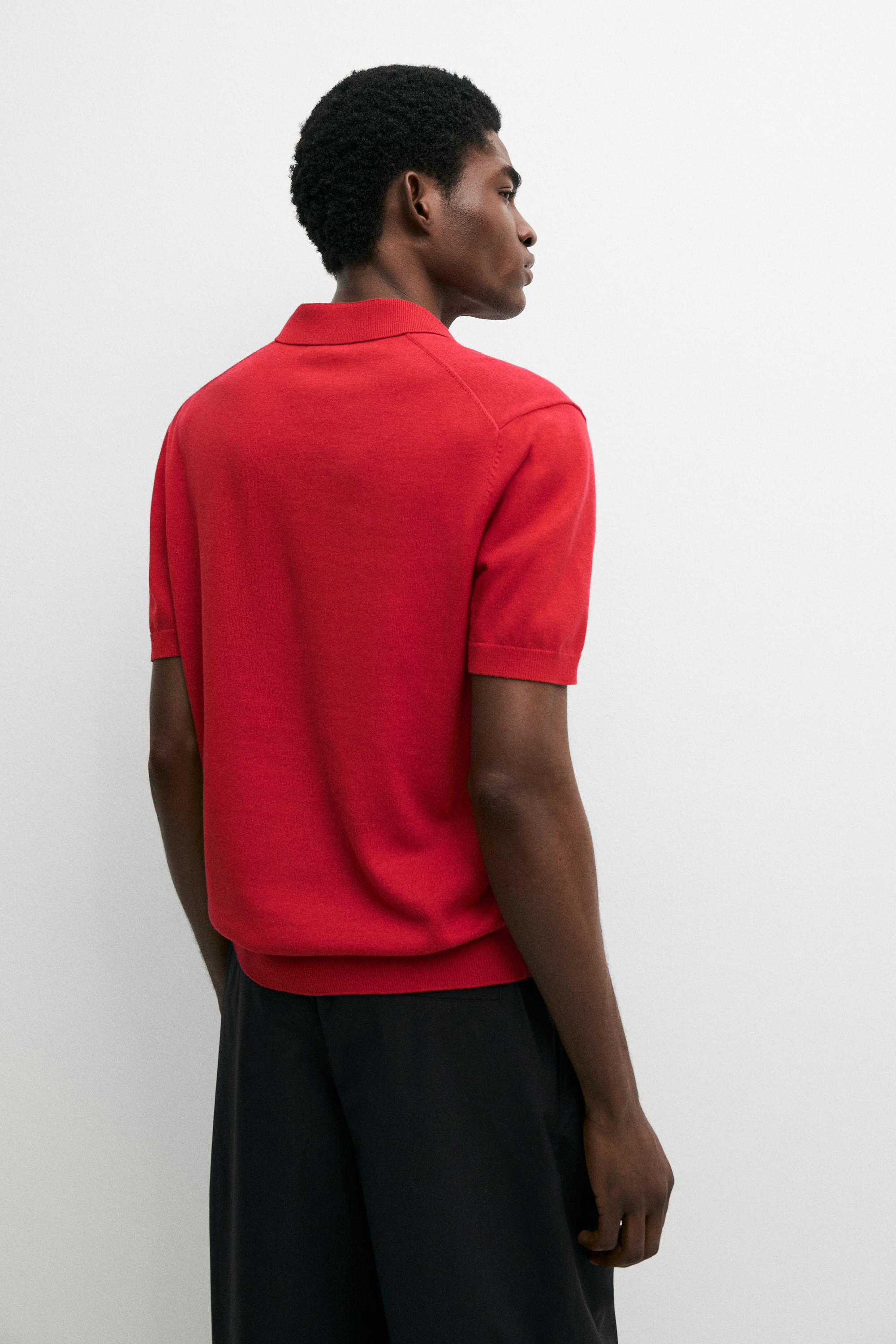 Cotton blend V-neck polo shirt
