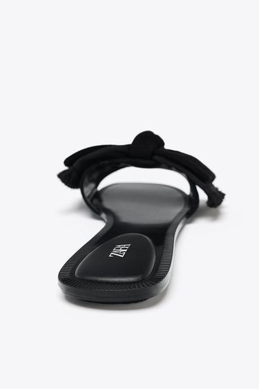 SANDALES À NŒUD EN DAIM - Noir de Zara - Image 3