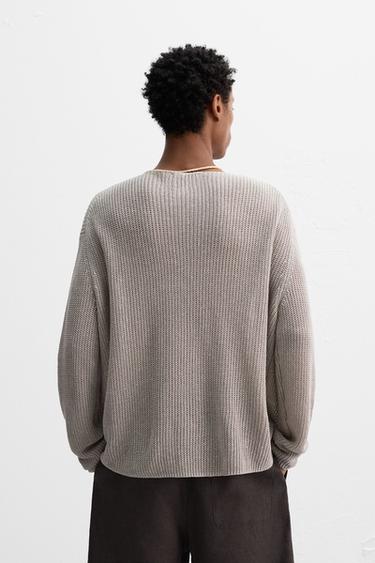 HEMP KNIT JUMPER - Stone by Zara - Image 2