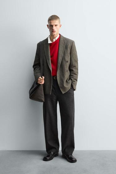 Zara LIMITED EDITION 100% WOOL PLEATED PANTS - Anthracite grey