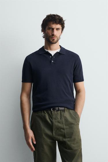 VISCOSE BLEND KNITTED POLO SHIRT - Navy blue by Zara