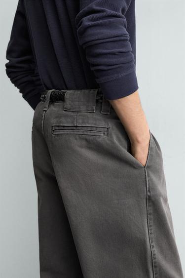 PANTALON CHINO COUPE DÉCONTRACTÉE DÉLAVÉ - Gris de Zara - Image 5