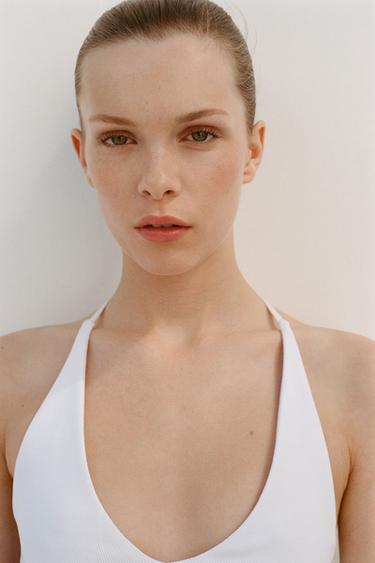 HALTER TOP WITH STRAP DETAIL - White by Zara - Image 2
