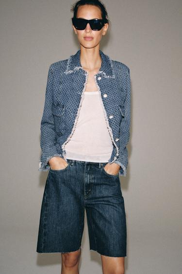 ZW COLLECTION RELAXED FIT MID-WAIST DENIM BERMUDA SHORTS - Blue by Zara