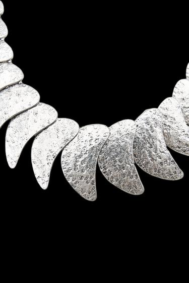 Zara TEARDROP METAL PLATE NECKLACE - Silver