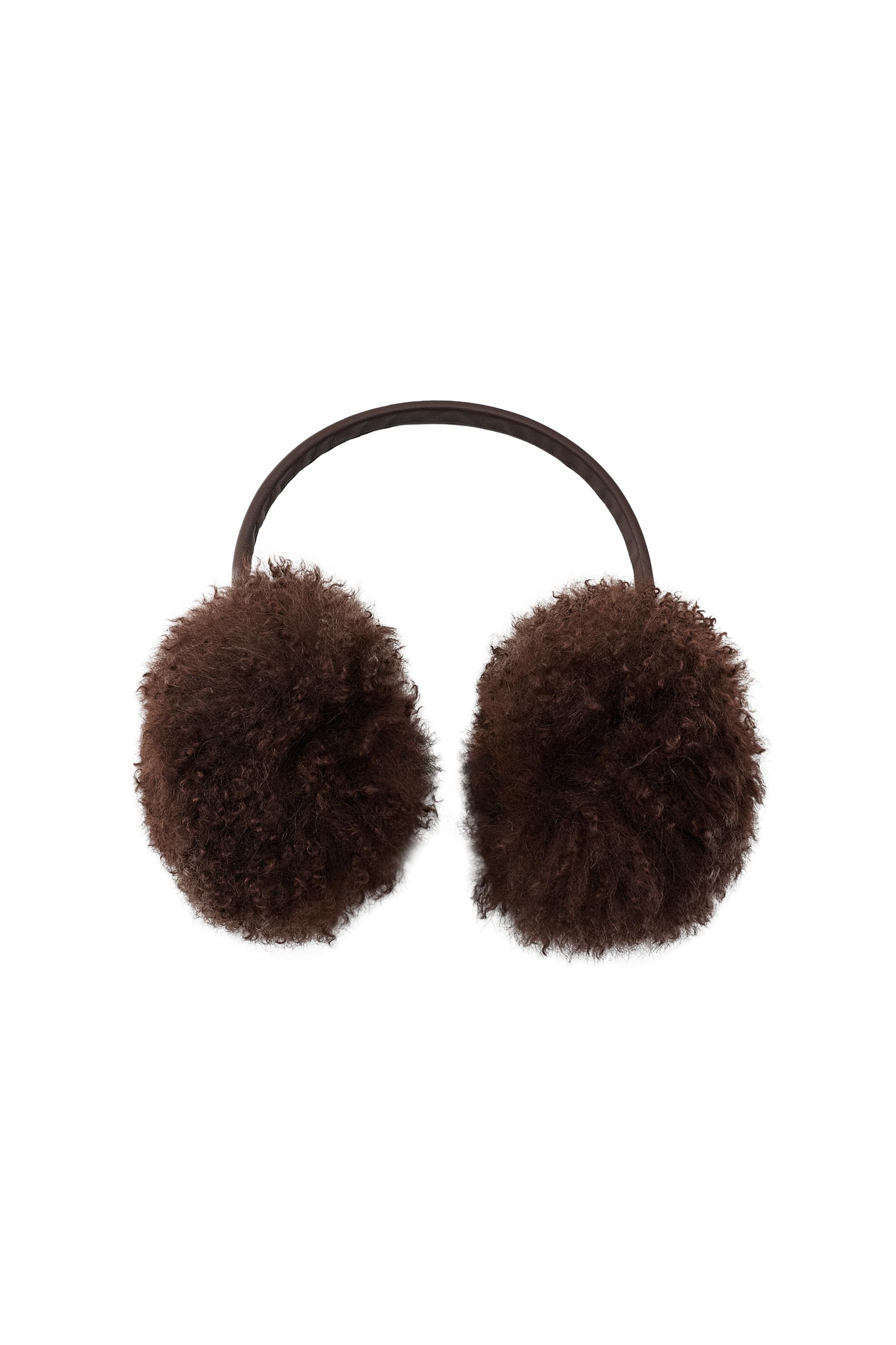 100% LEATHER FAUX FUR EARMUFFS - Brown | ZARA United States