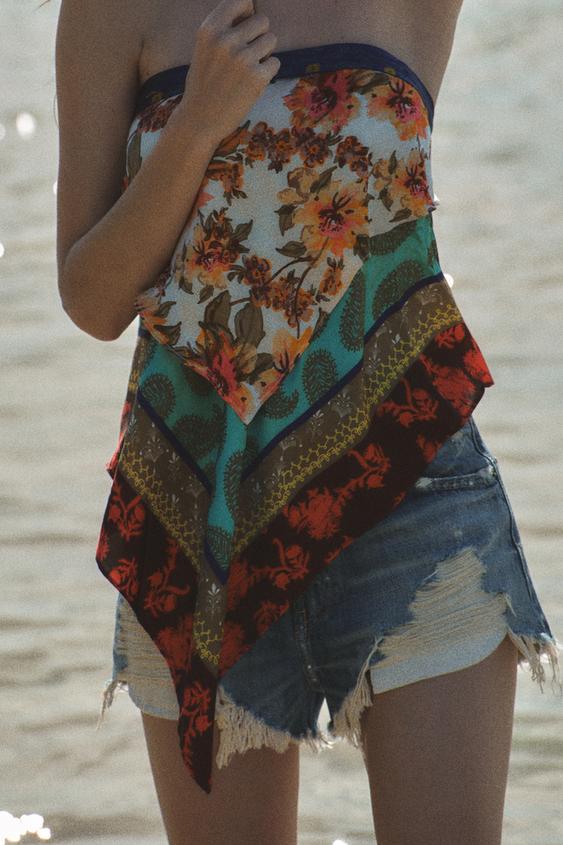 PRINTED REVERSIBLE WRAP TOP from Zara - $39.90