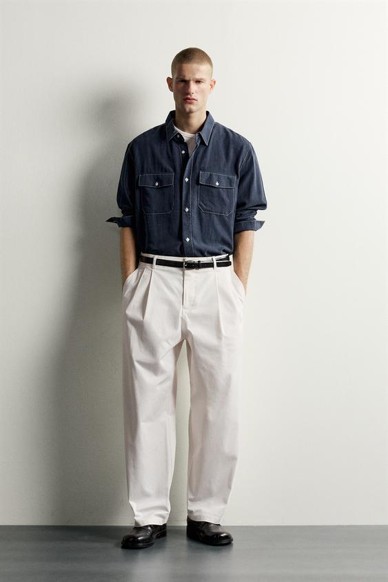 FLOWING POCKET SHIRT - Navy blue by Zara - Image 0