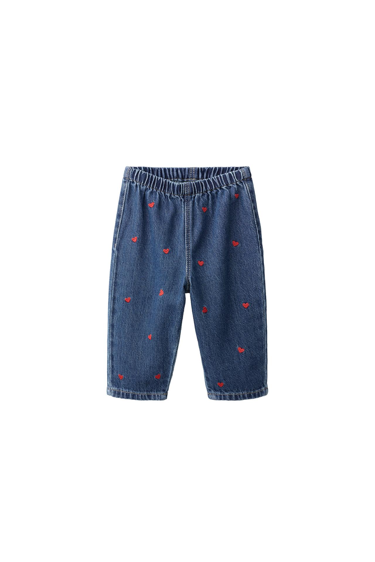 EMBROIDERED HEART BAGGY JEANS