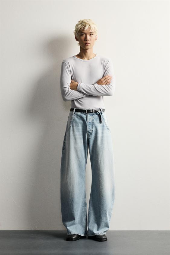 Zara LOOSE BARREL FIT 牛仔褲 - 藍色 - 圖片 0