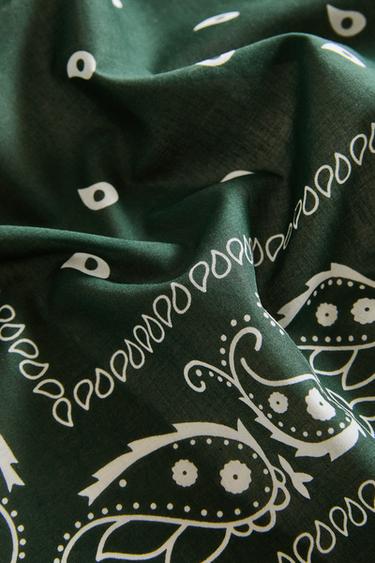 BANDANA COTON PAISLEY POUR ANIMAUX DE COMPAGNIE - Vert de Zara - Image 1